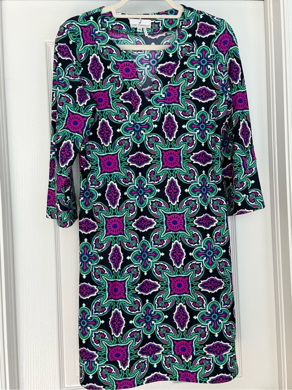 Jude Connally Megan DressPurple and Teal Medallion Print